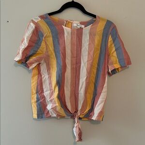 Madewell Multicolor Striped Tie-Front Blouse, size S